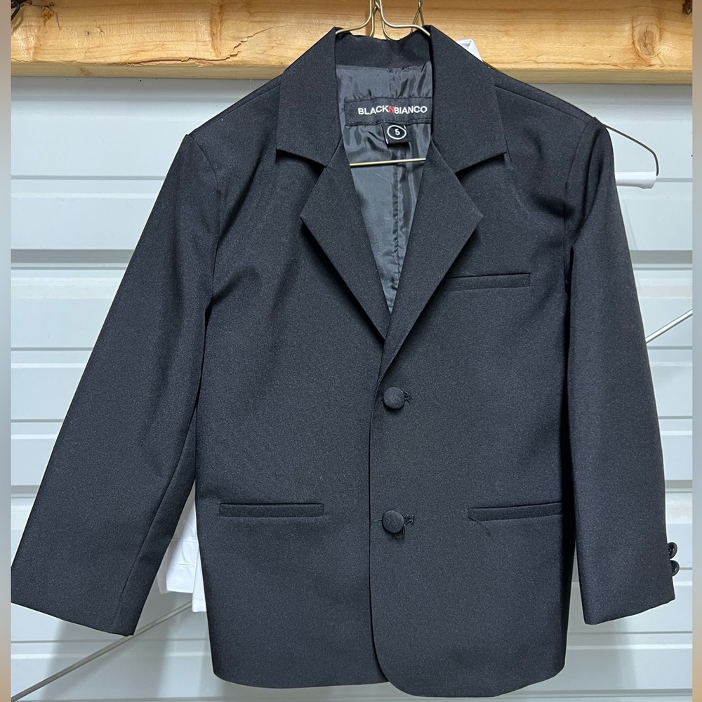 Boys 3 piece black suit and white shirt
